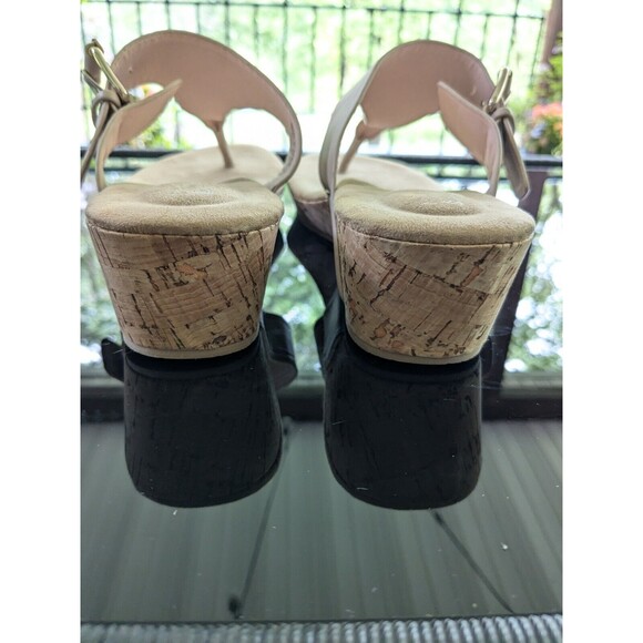 Market & Spruce Sandals Womens sz 10 Thong Cork Wedge Nude Buckle Comfort Casual - Picture 8 of 9